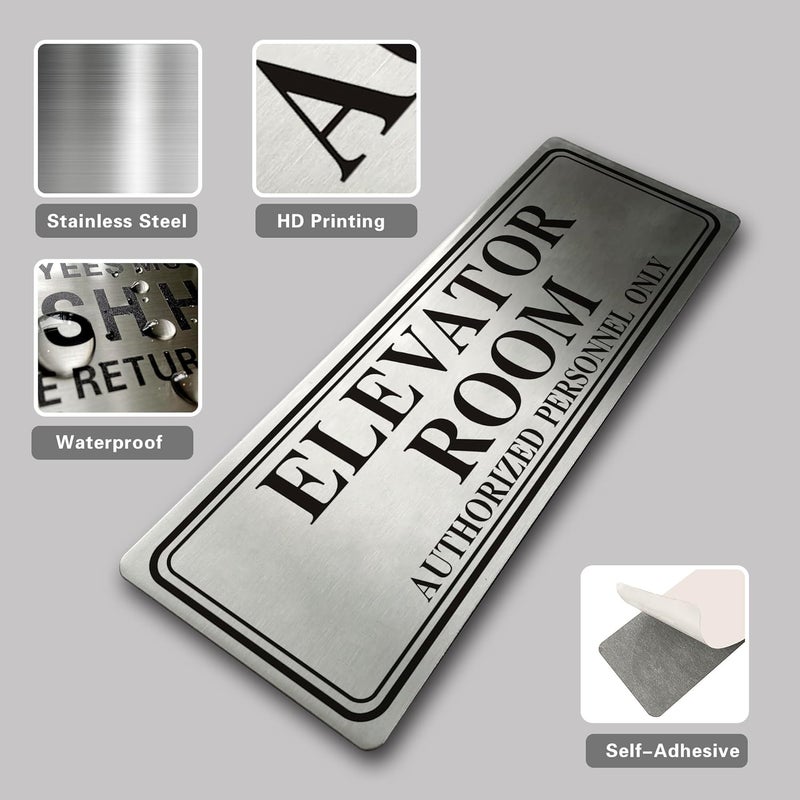 LEMBANG Metal Stainless Steel Authorized Personnel Only Sign，9x3in (Elevator Room) - Image 2
